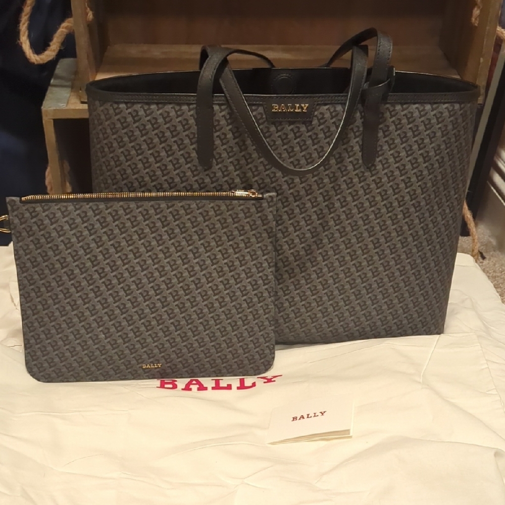 Bally Monogram Tote with Pouch
